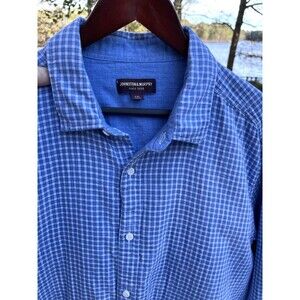 Johnston & Murphy Casual Check Shirt Blue / White 100% Cotton Mens Size XXL